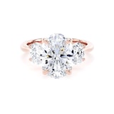 Goldsmiths 18ct Rose Gold 4.00cttw Oval Cut Lab Grown Diamond 3 Stone Engagement Ring - Ring Size H.5