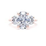 Goldsmiths 18ct Rose Gold 4.00cttw Oval Cut Lab Grown Diamond 3 Stone Engagement Ring - Ring Size H.5