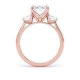 Goldsmiths 18ct Rose Gold 4.00cttw Oval Cut Lab Grown Diamond 3 Stone Engagement Ring - Ring Size H.5