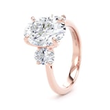 Goldsmiths 18ct Rose Gold 4.00cttw Oval Cut Lab Grown Diamond 3 Stone Engagement Ring - Ring Size H.5