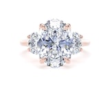 Goldsmiths 18ct Rose Gold 5.20cttw Oval Cut Lab Grown Diamond 3 Stone Engagement Ring - Ring Size F.5