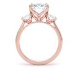 Goldsmiths 18ct Rose Gold 5.20cttw Oval Cut Lab Grown Diamond 3 Stone Engagement Ring - Ring Size F.5