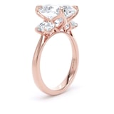 Goldsmiths 18ct Rose Gold 5.20cttw Oval Cut Lab Grown Diamond 3 Stone Engagement Ring - Ring Size F.5