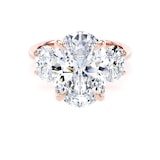 Goldsmiths 18ct Rose Gold 6.60cttw Oval Cut Lab Grown Diamond 3 Stone Engagement Ring - Ring Size H.5