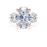Goldsmiths 18ct Rose Gold 6.60cttw Oval Cut Lab Grown Diamond 3 Stone Engagement Ring - Ring Size H.5