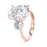 Goldsmiths 18ct Rose Gold 6.60cttw Oval Cut Lab Grown Diamond 3 Stone Engagement Ring - Ring Size H.5