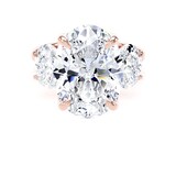 Goldsmiths 18ct Rose Gold 9.00cttw Oval Cut Lab Grown Diamond 3 Stone Engagement Ring - Ring Size N.5