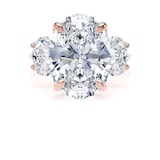 Goldsmiths 18ct Rose Gold 9.00cttw Oval Cut Lab Grown Diamond 3 Stone Engagement Ring - Ring Size N.5