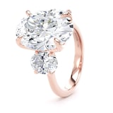 Goldsmiths 18ct Rose Gold 9.00cttw Oval Cut Lab Grown Diamond 3 Stone Engagement Ring - Ring Size N.5