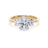 Goldsmiths 18ct Yellow Gold and Platinum 2.00cttw Oval Cut Lab Grown Diamond 3 Stone Engagement Ring - Ring Size I
