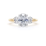 Goldsmiths 18ct Yellow Gold and Platinum 2.00cttw Oval Cut Lab Grown Diamond 3 Stone Engagement Ring - Ring Size I