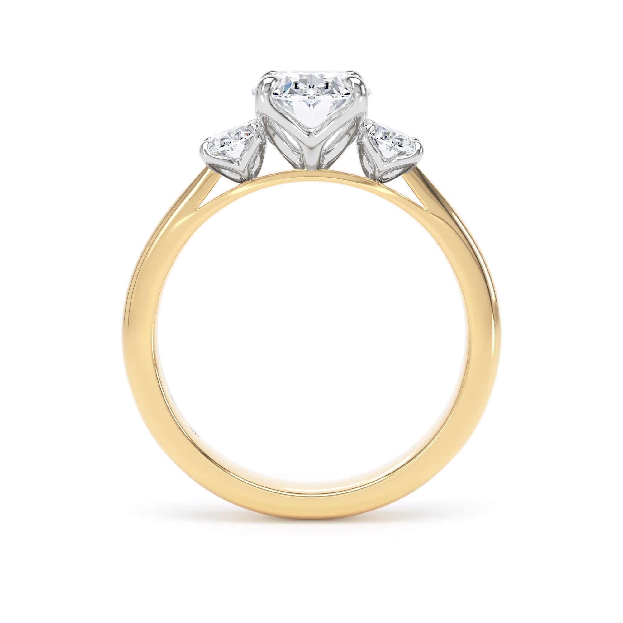 Goldsmiths 18ct Yellow Gold and Platinum 2.00cttw Oval Cut Lab Grown Diamond 3 Stone Engagement Ring Goldsmiths 18ct Yellow Gold and Platinum 2.00cttw Oval Cut Lab Grown Diamond 3 Stone Engagement Ring