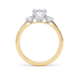 Goldsmiths 18ct Yellow Gold and Platinum 2.00cttw Oval Cut Lab Grown Diamond 3 Stone Engagement Ring - Ring Size I