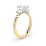 Goldsmiths 18ct Yellow Gold and Platinum 2.00cttw Oval Cut Lab Grown Diamond 3 Stone Engagement Ring - Ring Size I