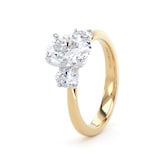 Goldsmiths 18ct Yellow Gold and Platinum 2.00cttw Oval Cut Lab Grown Diamond 3 Stone Engagement Ring - Ring Size I