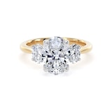 Goldsmiths 18ct Yellow Gold and Platinum 2.60cttw Oval Cut Lab Grown Diamond 3 Stone Engagement Ring - Ring Size I
