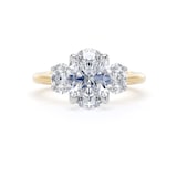 Goldsmiths 18ct Yellow Gold and Platinum 2.60cttw Oval Cut Lab Grown Diamond 3 Stone Engagement Ring - Ring Size I