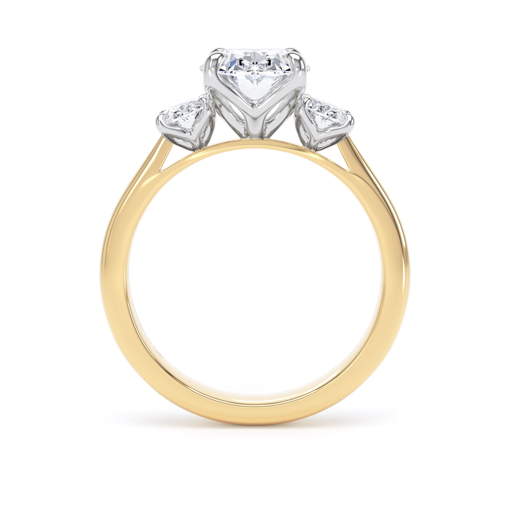 Goldsmiths 18ct Yellow Gold and Platinum 2.60cttw Oval Cut Lab Grown Diamond 3 Stone Engagement Ring Goldsmiths 18ct Yellow Gold and Platinum 2.60cttw Oval Cut Lab Grown Diamond 3 Stone Engagement Ring