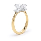 Goldsmiths 18ct Yellow Gold and Platinum 2.60cttw Oval Cut Lab Grown Diamond 3 Stone Engagement Ring - Ring Size I