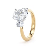 Goldsmiths 18ct Yellow Gold and Platinum 2.60cttw Oval Cut Lab Grown Diamond 3 Stone Engagement Ring - Ring Size I
