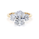 Goldsmiths 18ct Yellow Gold and Platinum 4.00cttw Oval Cut Lab Grown Diamond 3 Stone Engagement Ring - Ring Size I