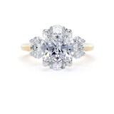 Goldsmiths 18ct Yellow Gold and Platinum 4.00cttw Oval Cut Lab Grown Diamond 3 Stone Engagement Ring - Ring Size I