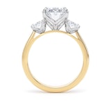 Goldsmiths 18ct Yellow Gold and Platinum 4.00cttw Oval Cut Lab Grown Diamond 3 Stone Engagement Ring - Ring Size I
