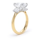 Goldsmiths 18ct Yellow Gold and Platinum 4.00cttw Oval Cut Lab Grown Diamond 3 Stone Engagement Ring - Ring Size I