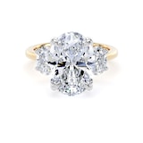 Goldsmiths 18ct Yellow Gold and Platinum 5.20cttw Oval Cut Lab Grown Diamond 3 Stone Engagement Ring - Ring Size I