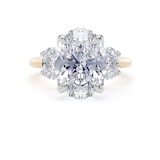 Goldsmiths 18ct Yellow Gold and Platinum 5.20cttw Oval Cut Lab Grown Diamond 3 Stone Engagement Ring - Ring Size I