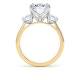 Goldsmiths 18ct Yellow Gold and Platinum 5.20cttw Oval Cut Lab Grown Diamond 3 Stone Engagement Ring - Ring Size I
