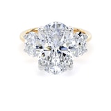 Goldsmiths 18ct Yellow Gold and Platinum 6.60cttw Oval Cut Lab Grown Diamond 3 Stone Engagement Ring - Ring Size P