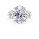 Goldsmiths 18ct Yellow Gold and Platinum 6.60cttw Oval Cut Lab Grown Diamond 3 Stone Engagement Ring - Ring Size P