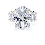 Goldsmiths 18ct Yellow Gold and Platinum 9.00cttw Oval Cut Lab Grown Diamond 3 Stone Engagement Ring - Ring Size J