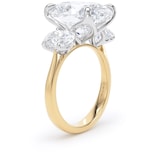 Goldsmiths 18ct Yellow Gold and Platinum 9.00cttw Oval Cut Lab Grown Diamond 3 Stone Engagement Ring - Ring Size J
