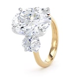 Goldsmiths 18ct Yellow Gold and Platinum 9.00cttw Oval Cut Lab Grown Diamond 3 Stone Engagement Ring - Ring Size J