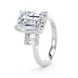 Goldsmiths Platinum 5.20cttw Emerald Cut Lab Grown Diamond 3 Stone Engagement Ring - Ring Size I.5