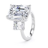 Goldsmiths Platinum 9.00cttw Emerald Cut Lab Grown Diamond 3 Stone Engagement Ring - Ring Size M