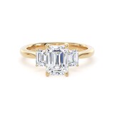 Goldsmiths 18ct Yellow Gold 2.00cttw Emerald Cut Lab Grown Diamond 3 Stone Engagement Ring - Ring Size T.5