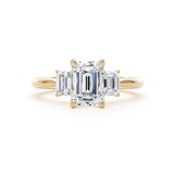 Goldsmiths 18ct Yellow Gold 2.00cttw Emerald Cut Lab Grown Diamond 3 Stone Engagement Ring - Ring Size T.5