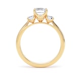 Goldsmiths 18ct Yellow Gold 2.00cttw Emerald Cut Lab Grown Diamond 3 Stone Engagement Ring - Ring Size T.5
