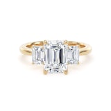 Goldsmiths 18ct Yellow Gold 2.70cttw Emerald Cut Lab Grown Diamond 3 Stone Engagement Ring - Ring Size I.5