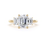 Goldsmiths 18ct Yellow Gold 2.70cttw Emerald Cut Lab Grown Diamond 3 Stone Engagement Ring - Ring Size I.5