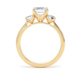 Goldsmiths 18ct Yellow Gold 2.70cttw Emerald Cut Lab Grown Diamond 3 Stone Engagement Ring - Ring Size I.5