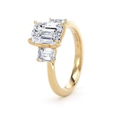 Goldsmiths 18ct Yellow Gold 2.70cttw Emerald Cut Lab Grown Diamond 3 Stone Engagement Ring - Ring Size I.5