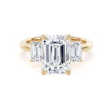 Goldsmiths 18ct Yellow Gold 4.00cttw Emerald Cut Lab Grown Diamond 3 Stone Engagement Ring - Ring Size Z