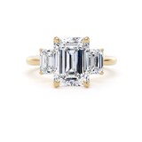 Goldsmiths 18ct Yellow Gold 4.00cttw Emerald Cut Lab Grown Diamond 3 Stone Engagement Ring - Ring Size Z