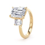 Goldsmiths 18ct Yellow Gold 4.00cttw Emerald Cut Lab Grown Diamond 3 Stone Engagement Ring - Ring Size Z