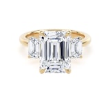 Goldsmiths 18ct Yellow Gold 5.20cttw Emerald Cut Lab Grown Diamond 3 Stone Engagement Ring - Ring Size R
