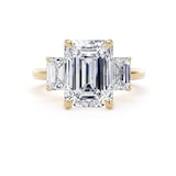 Goldsmiths 18ct Yellow Gold 5.20cttw Emerald Cut Lab Grown Diamond 3 Stone Engagement Ring - Ring Size R
